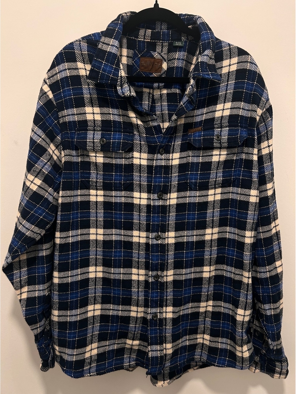 Vintage QOrvis blue plaid flannel button-front shirt